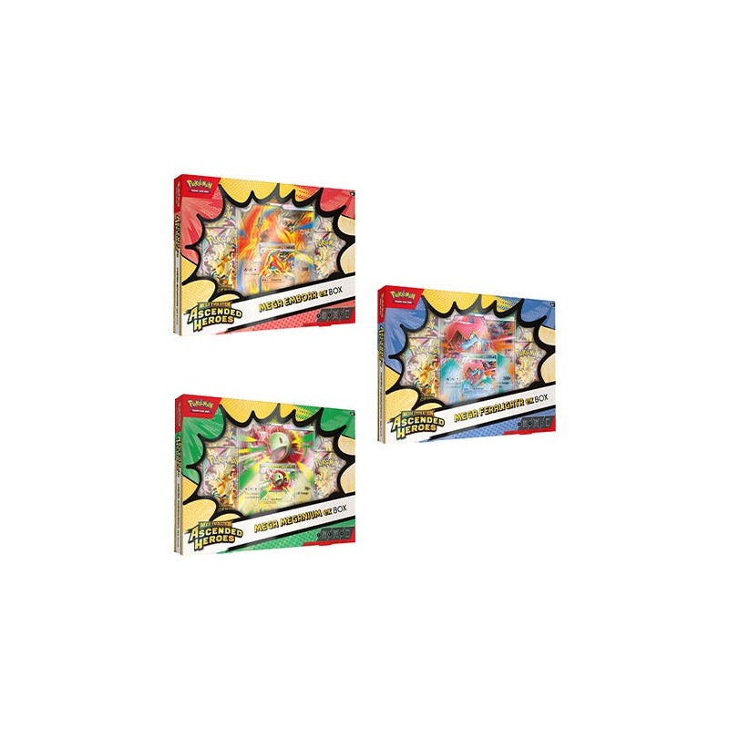 Pokemon TCG Mega Evolution Ascended Heroes Mega Meganium / Mega Emboar / Mega Feraligatr ex Box (Set of 3)
